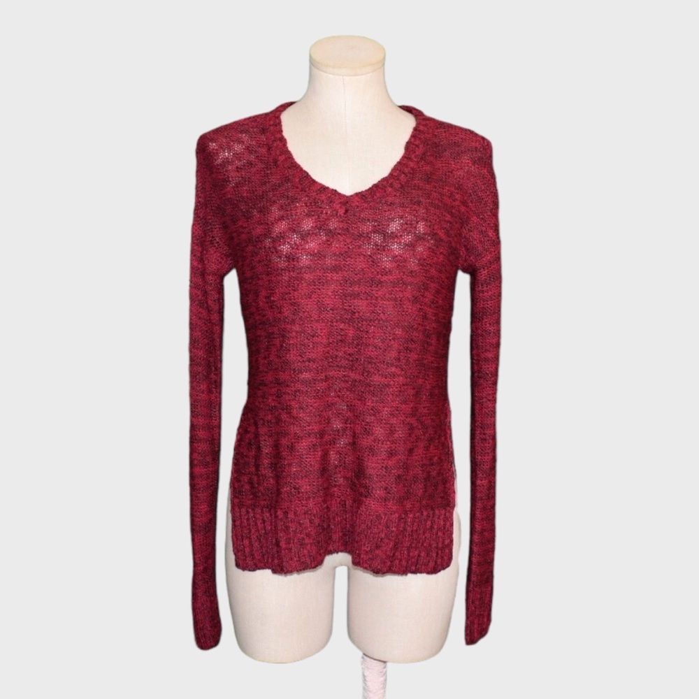 Arizona Marled Knit V Neck Hi Lo Sweater